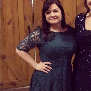 Green lace cocktail dress